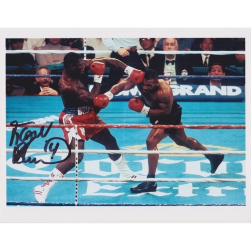 Frank Bruno Signed 8 x 10 Photo In Action Against Mike Tyson