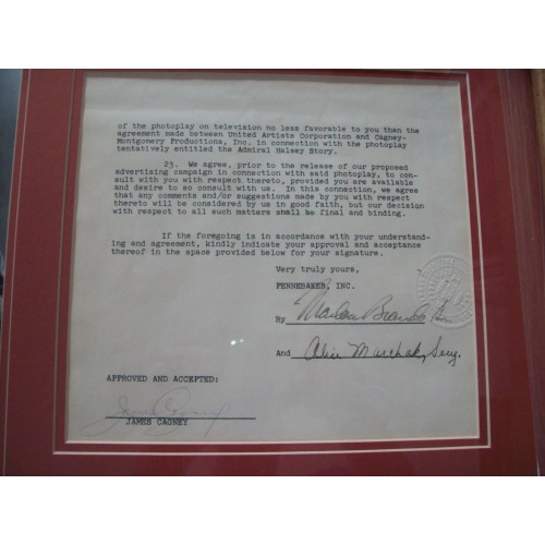 James Cagney Signed & Framed Movie Contract 