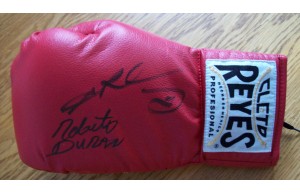 Roberto Duran & Sugar Ray Leonard  Signed Reyes Boxing Glove