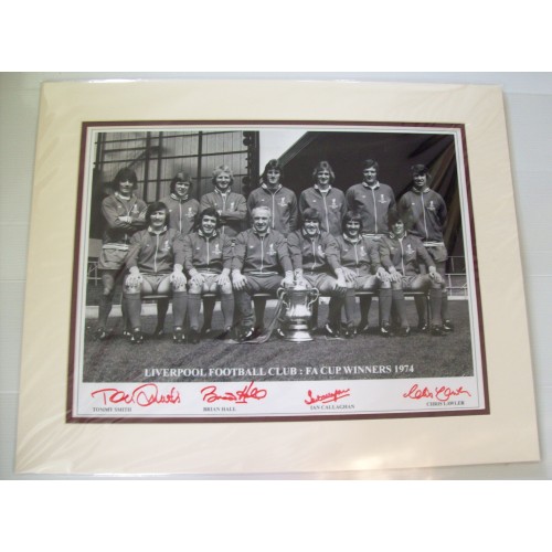Liverpool FA Cup Winners 1974 Signed Mounted Photograph