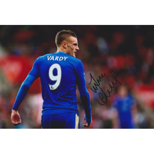 Jamie Vardy SIgned 8X12 Leicester City Photograph