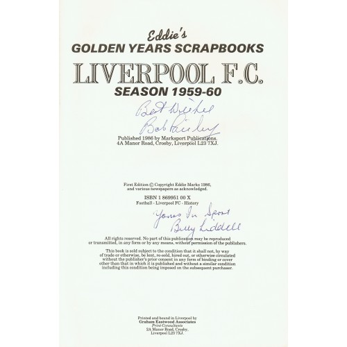 Bob Paisley and Billy Liddel Liverpool legend Managers  Signed Book Very Rare.