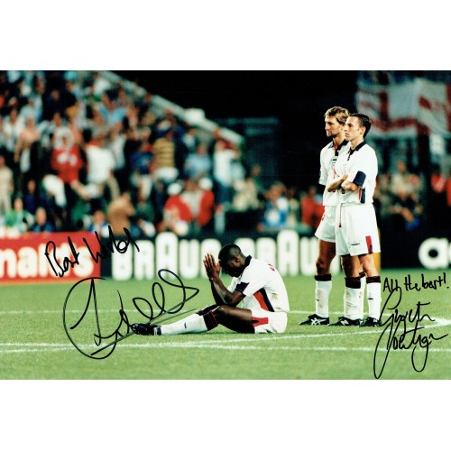 Gareth Southgate & Sol Campbell Dual Signed England 8X12 Photograph