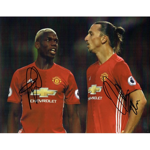 Zlatan Ibrahimovic & Paul Pogba Dual Signed 14x11 Manchester Utd Photograph