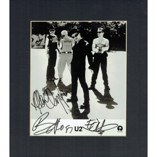 U2 8x10 Inch Photograph Signed By Bono, Edge & Adam Clayton 