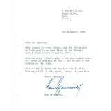 Ron Greenwood Signed England & West Ham Manager 8x6 Inch TLS Dated 3rd December 1982