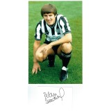 Peter Beardsley Signed 5x3 Inch Card and 8x12 Newcastle Utd Photograph