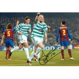 John Hartson Signed Celtic v Barcelona 12 x 8 inch Photograph